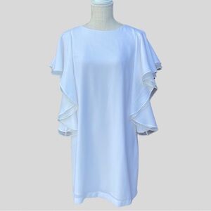White Waterfall Sleeve Dress